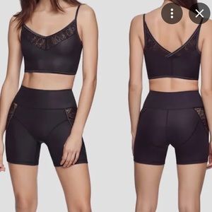 Women’ faux leather lace inset bike shorts